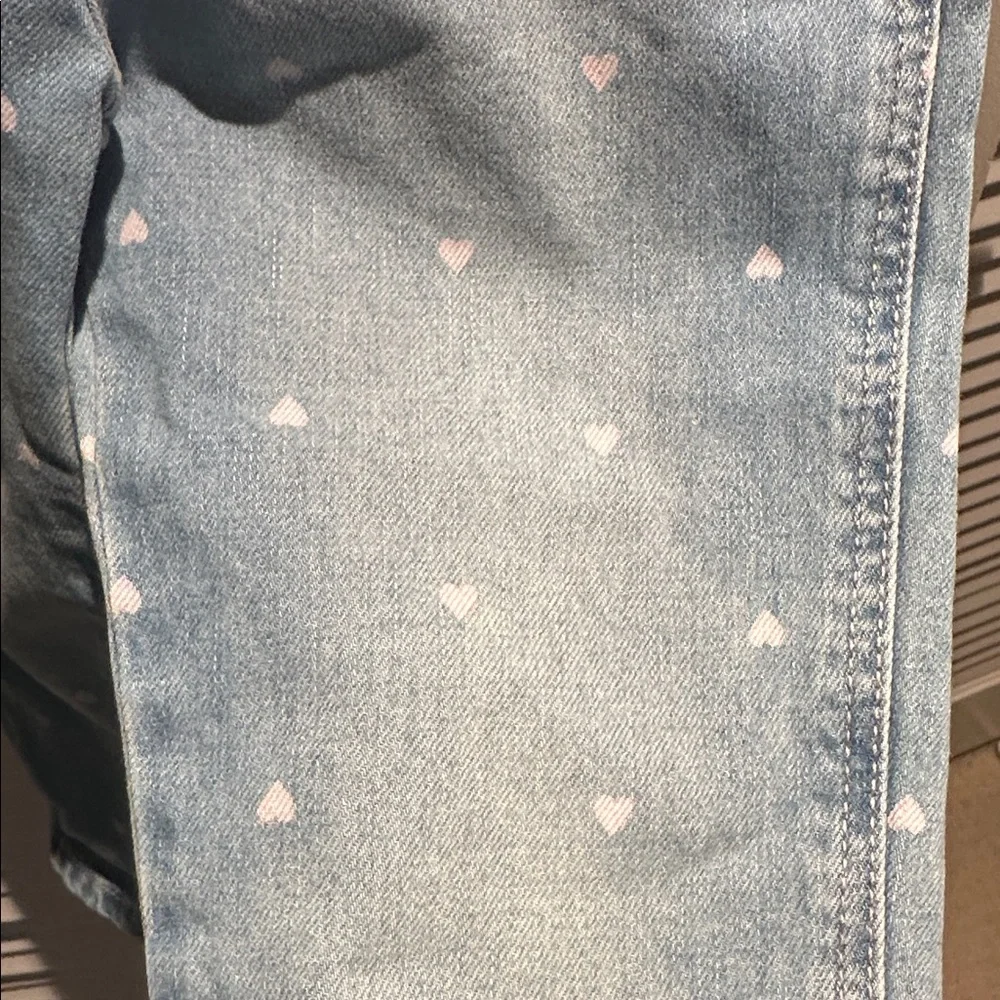Denim overalls with pink hearts. OshKosh B'gosh 4T